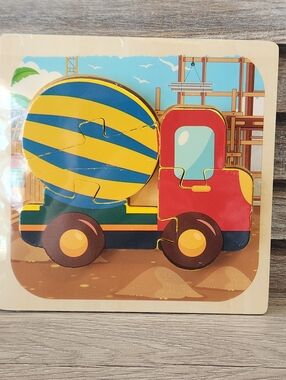 New Cement Truck Mixer Wooden Puzzle Sealed Approximately 6 inch